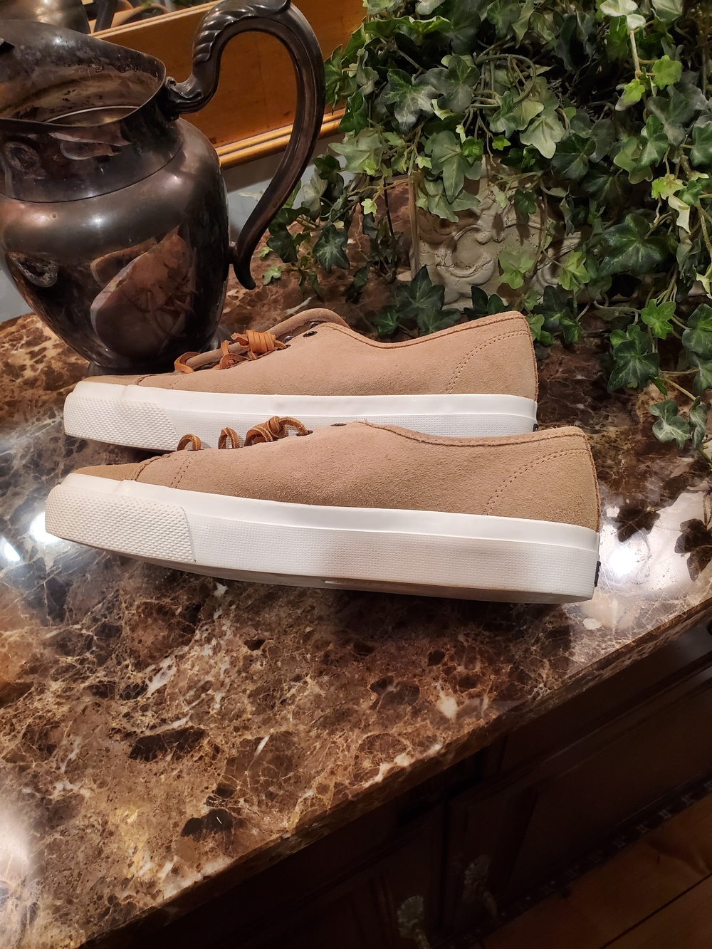 Sperry Tan Suede Slip-On Sneakers with White Platform, 9M - Picture 3 of 6